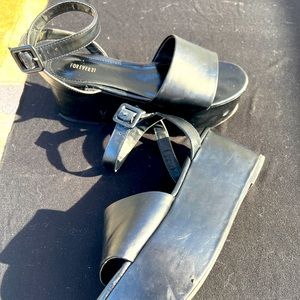 Black Platform Sandals with ankle strap